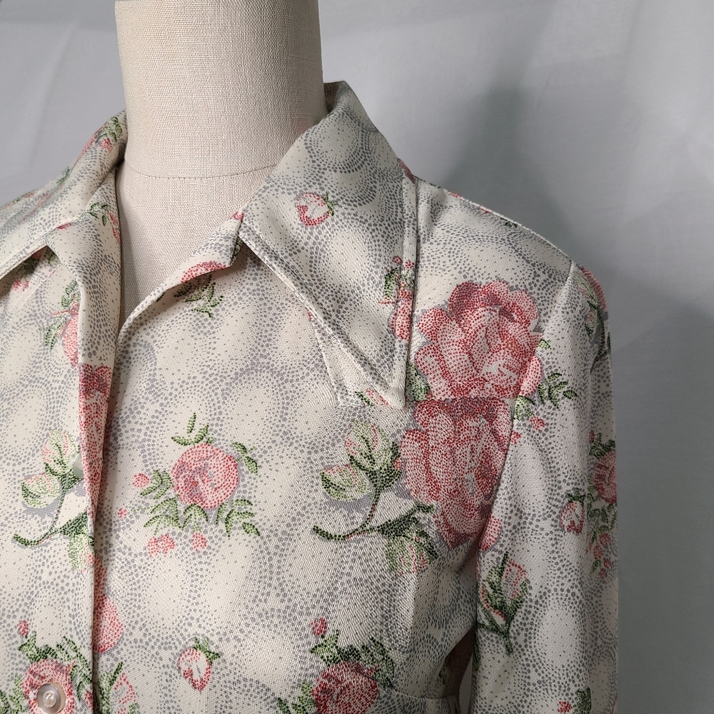 Pointy collar True Vintage 1970s Western Ladies Blouse size Medium Rockabilly